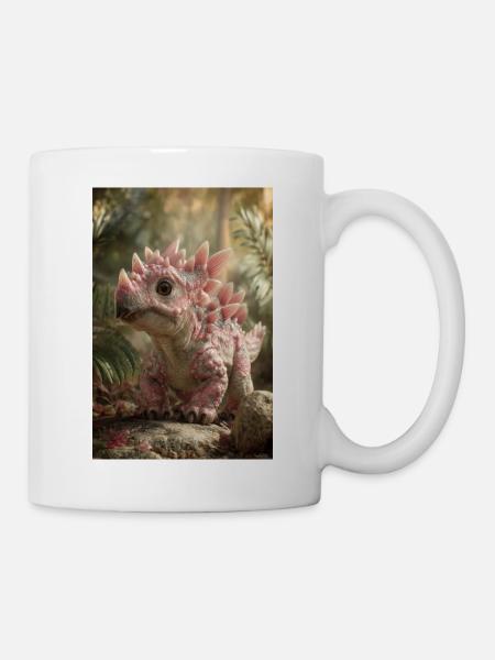 Rosa Stegosaurus im Ember Forest - Tasse - Weiß