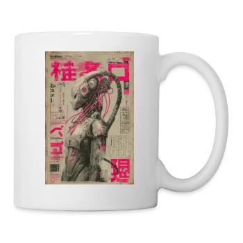 Neon-Mecha unter rosa japanischen Nachrichten - Tasse - Weiß - Rechts