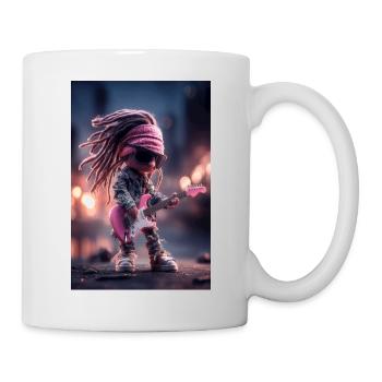 Dreadlock Doll Rocker sur guitare rose - Mug blanc - blanc - Droite