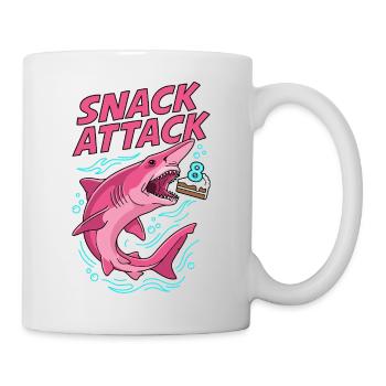 Snack Attack 8th Birthday Shark - Mug - white - Right