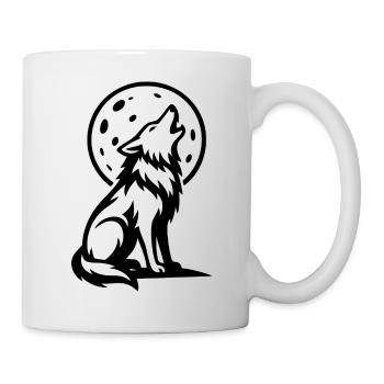 Wolf heult bei Vollmond - Tasse - Weiß - Rechts