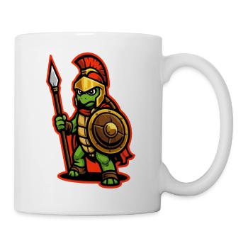 Spartanischer Schildkrötenkrieger mit Schild und Speer - Tasse - Weiß - Rechts
