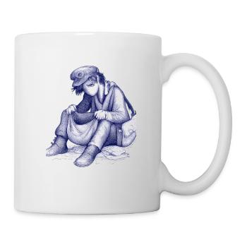 Rêveuse triste avec un chapeau d’oiseau - Mug blanc - blanc - Droite