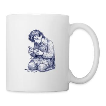 Kneeling Craftsman | Hand Painted Drawing - Mug - white - Right