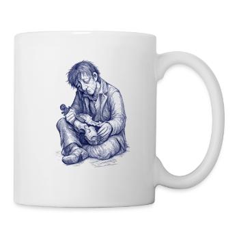 Melancholic reader | Hand Painted Drawing - Mug - white - Right