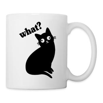 Lustige Schwarze Katze What  - Tasse - Weiß - Rechts
