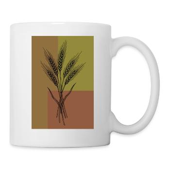 Weizen Ähren Line Art – Botanisches Design - Tasse - Weiß - Rechts