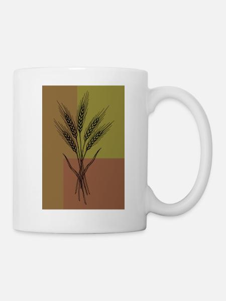Art de lignes Wheat Ears – Design botanique - Mug blanc - blanc