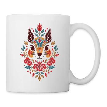 Art populaire floral de tête d’écureuil - Mug blanc - blanc - Droite
