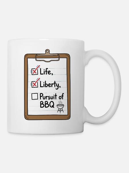 Life Liberty BBQ Checkliste - Tasse - Weiß
