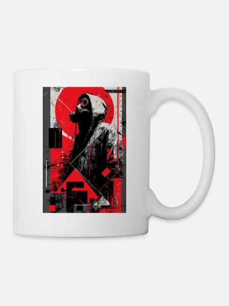 Gas Mask in Graffiti Dystopia - Mug - white