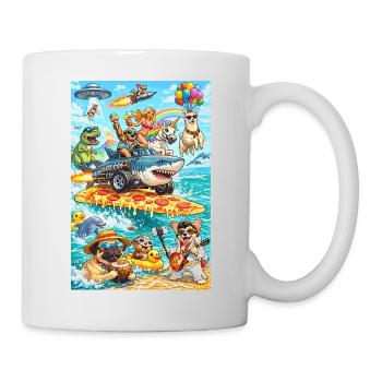 Dino Unicorn Pizza Beach - Mug - white - Right