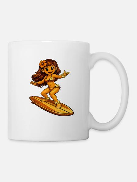 Surfer Hawaiian style - Mug - white