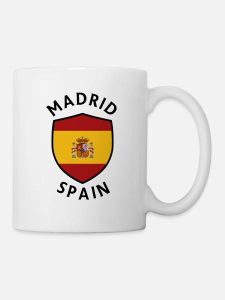 Madrider Schild mit spanischer Flagge - Tasse - Weiß