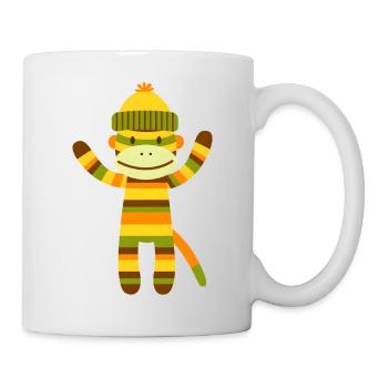 Funny Sock Monkey Colorful Striped Monkey Kids - Mug - white - Right