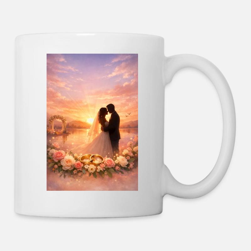 Sonnenuntergang Hochzeitsträume - Tasse - Weiß