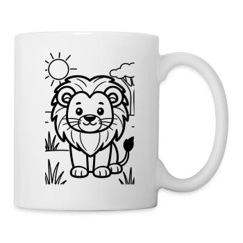 Dessin au trait de Lion Friendly pour la coloriation - Mug blanc - blanc - Droite