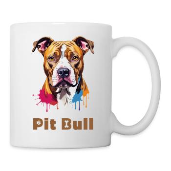 Pitbull Portrait with Paint Splashes - Mug - white - Right