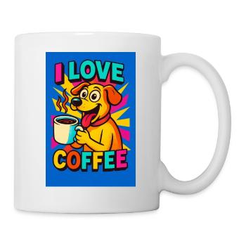 Dessin animé J’adore le chien au café - Mug blanc - blanc - Droite