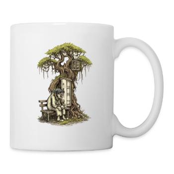Alte Frau auf der Bank | Baumhaus der Erinnerungen - Tasse - Weiß - Rechts