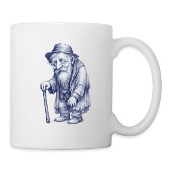 Old man hiker with cane - Mug - white - Right