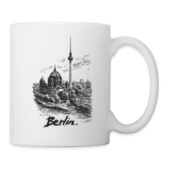 Berliner Skyline Silhouette - Tasse - Weiß - Rechts