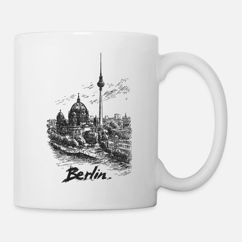 Berliner Skyline Silhouette - Tasse - Weiß