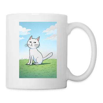 Chat blanc au regard espiègle - Mug blanc - blanc - Droite