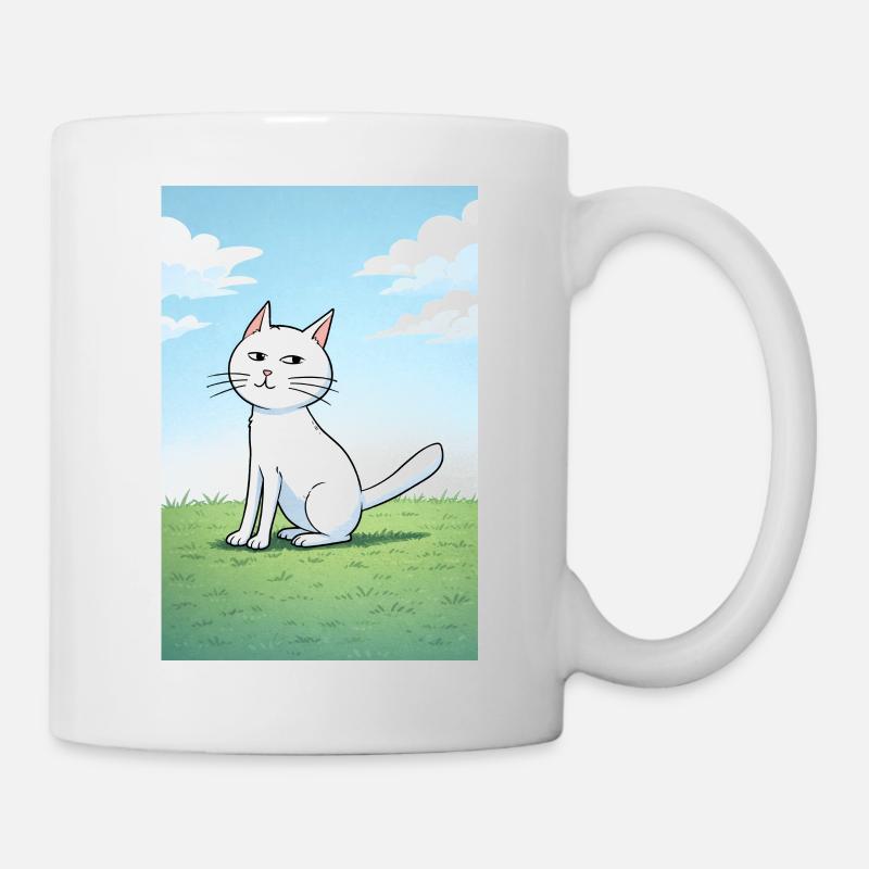 Weiße Katze mit frechen Blick - Tasse - Weiß