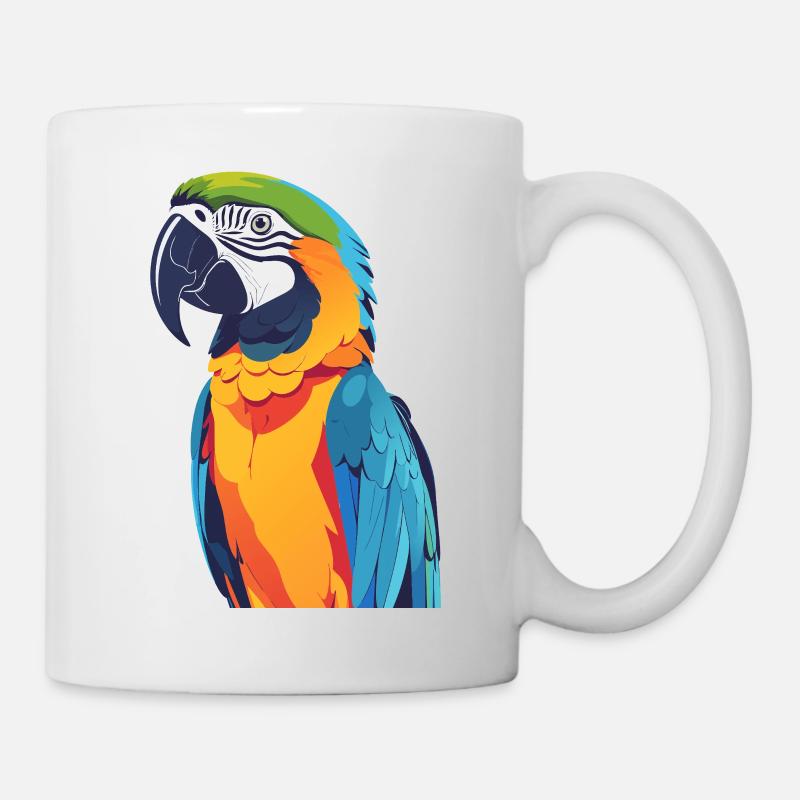Rainbow Macaw Colorful Bird Art Parrot Motif - Mug - white