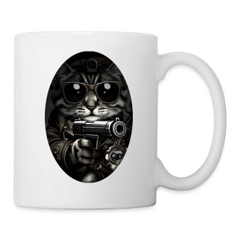 Katzengangster mit Sonnenbrille - Tasse - Weiß - Rechts