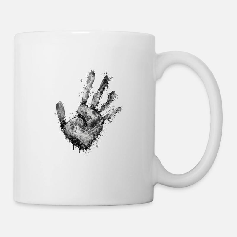 Pulver Handabdruck Graustufen - Tasse - Weiß