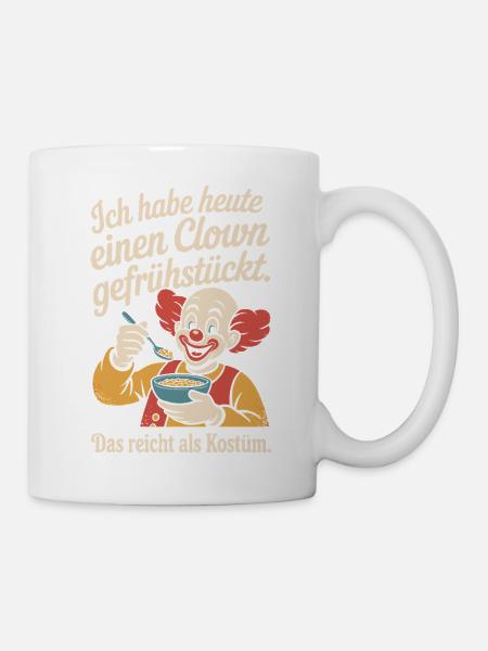 Clown Gefrühstückt Karneval Clown Kostüm Ersatz - Tasse - Weiß