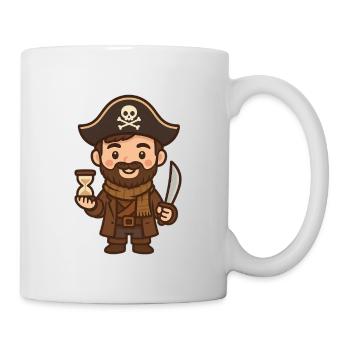 Pirate cartoon saber and hourglass - Mug - white - Right