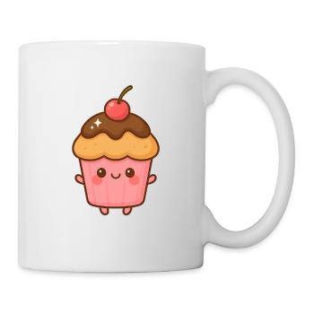 Kawaii rosa Schokoladen-Cupcake - Tasse - Weiß - Rechts