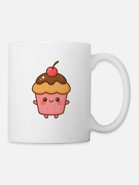 Kawaii pink chocolate cupcake - Mug - white