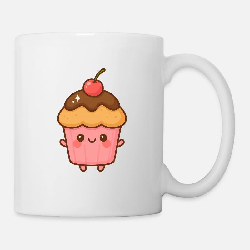 Cupcake kawaii chocolat rosé - Mug blanc - blanc