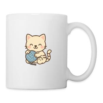 Cute kitten with blue skein - Mug - white - Right