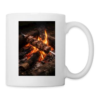 Flammen Spieß am Lagerfeuer - Tasse - Weiß - Rechts