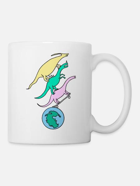 Skater_Dinos - Tasse - Weiß