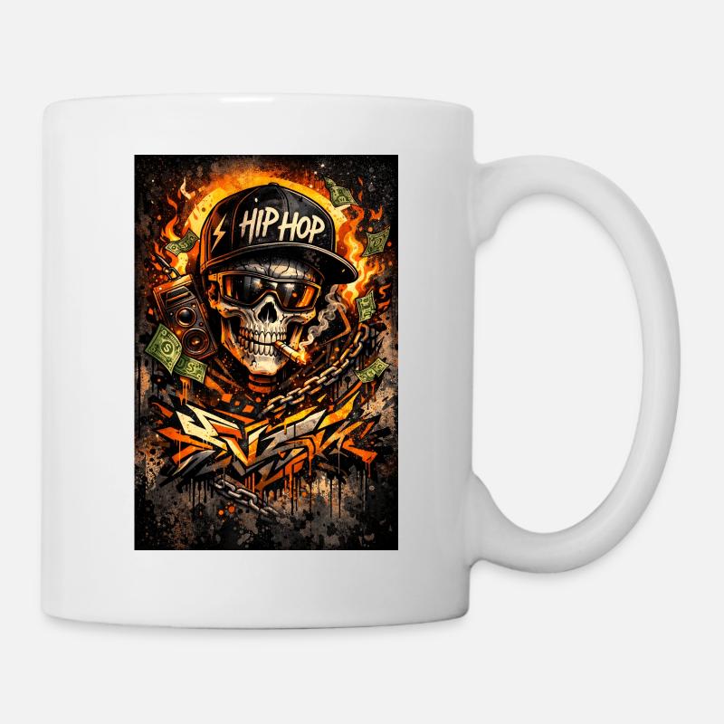 Hip Hop Feuer-Skull Graffiti - Tasse - Weiß