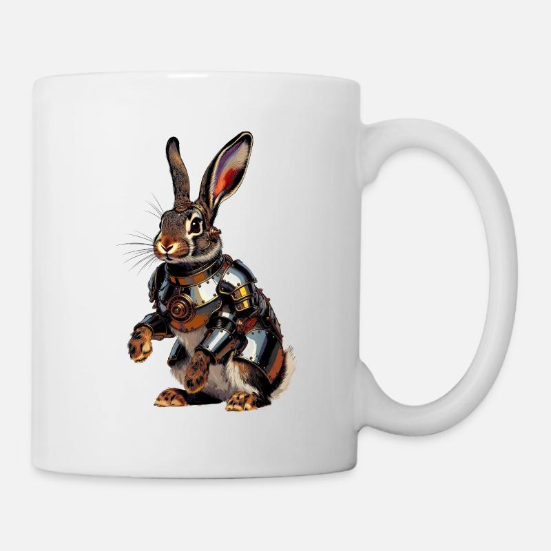 Gepanzerter Kaninchen-Steampunk-Held - Tasse - Weiß