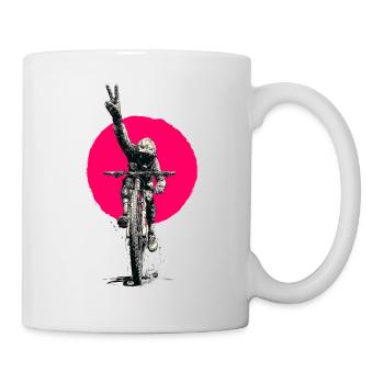 Motocross Peacezeichen Neon Rosa - Tasse - Weiß - Rechts