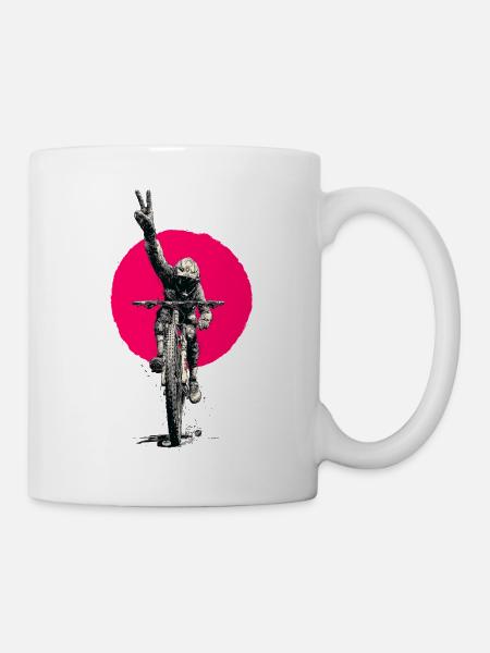 Motocross Peacezeichen Neon Rosa - Tasse - Weiß