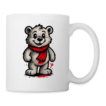 Kuschelbär mit rotem Schal - Tasse - Weiß - Rechts