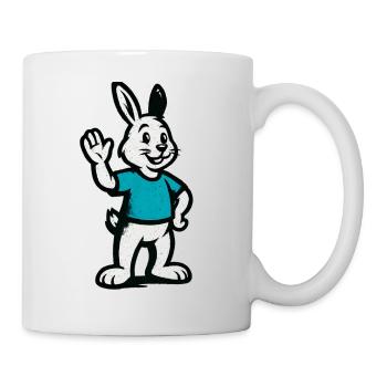Waving bunny in blue - Mug - white - Right