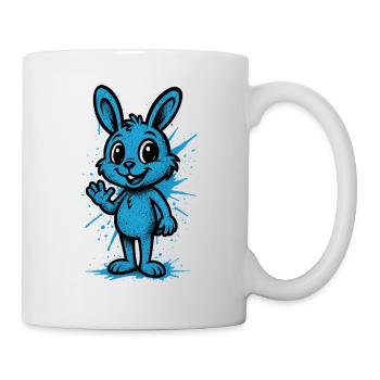 Blauer Spritzhase Grafik - Tasse - Weiß - Rechts
