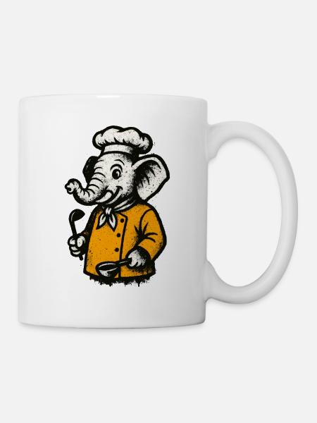 Kochender Elefantenchef - Tasse - Weiß