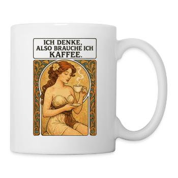 Pin-up woman with coffee in Art Nouveau style - Mug - white - Right