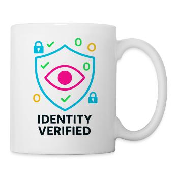 Identité vérifiée, bouclier cyber inviolable  - Mug blanc - blanc - Droite